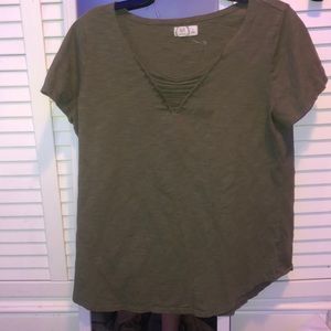 army green t-shirt